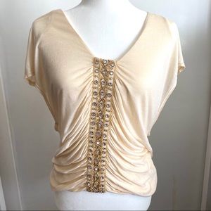 Akiko Silk-Blend Rhinestone Embroidered Blouse Sm